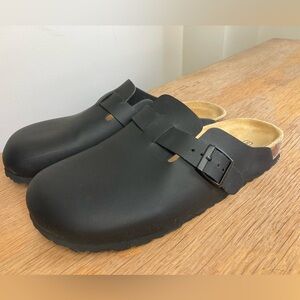 Birkenstock Boston Black Oiled Leather Clogs Shoes US L10-M8 Soft Footbed